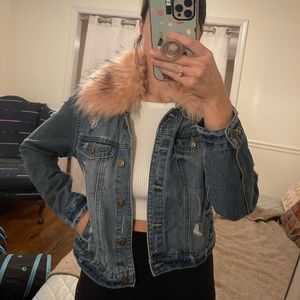 Denim jacket with fur